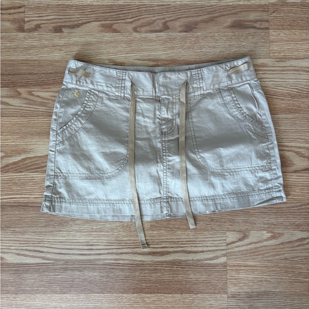 Y2k Express Khaki Mini Skirt Sz 8 Super Cute Flattering Adjustable Waist